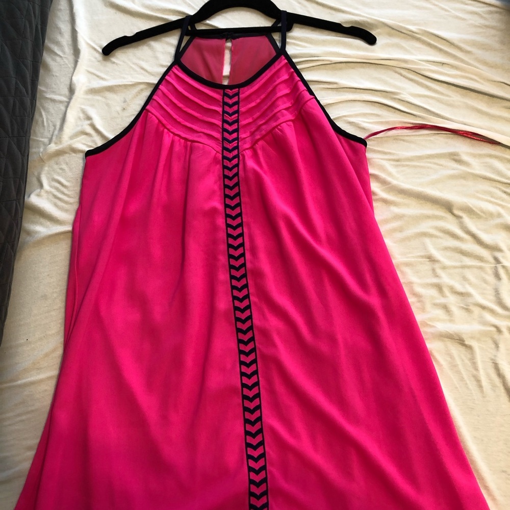 boutique chevron pink and navy dress